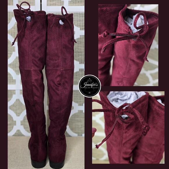 Unisa Women's Dark Red Unadivan Over the Knee Faux Suede Boots Size 8M - Picture 8 of 13